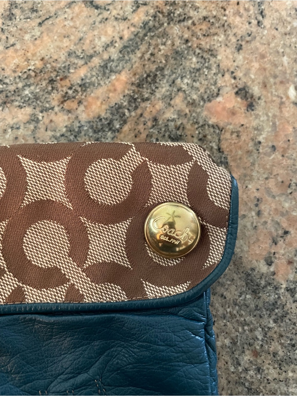 Coach Teal Cashmere Lined Leather Gloves, size 6.5 - Picture 3 of 7